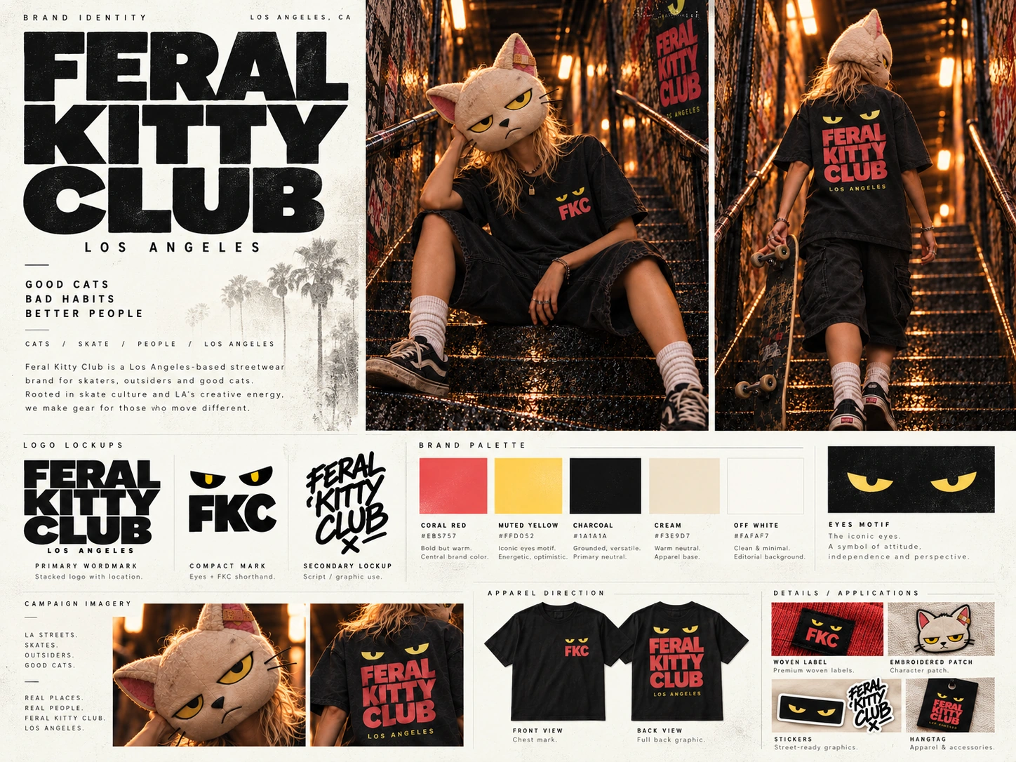 Feral Kitty Club identity and campaign brand board