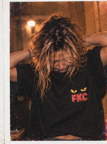 Instant photo of a black Feral Kitty Club FKC tee
