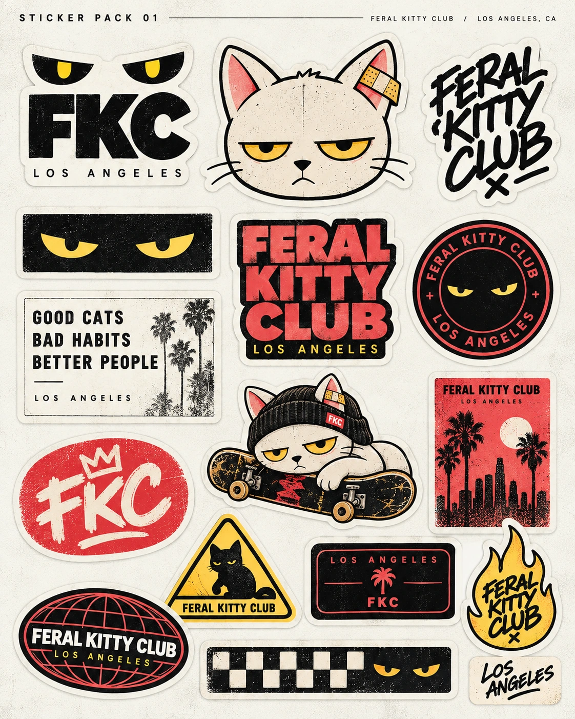 Feral Kitty Club sticker pack one