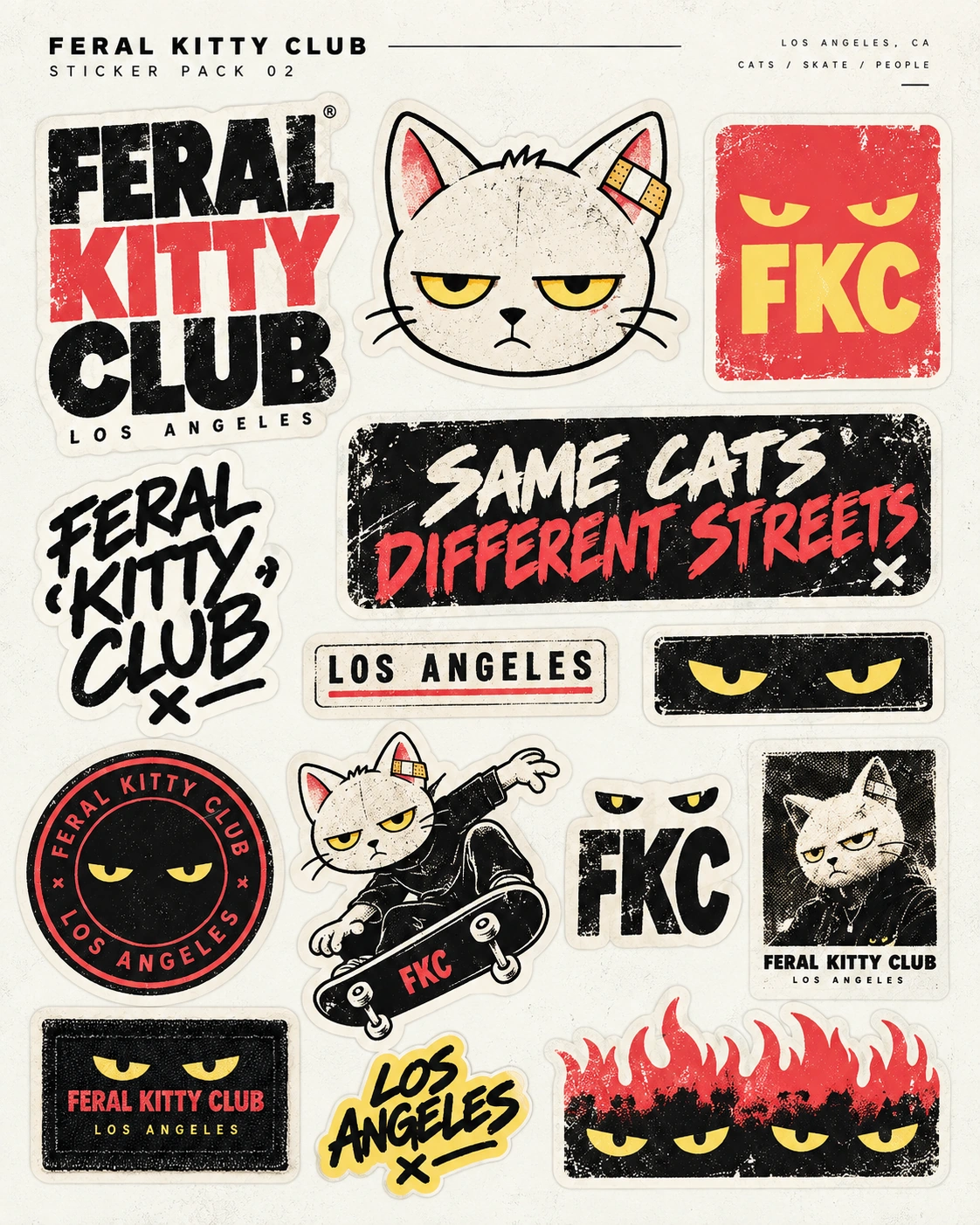 Feral Kitty Club sticker pack two