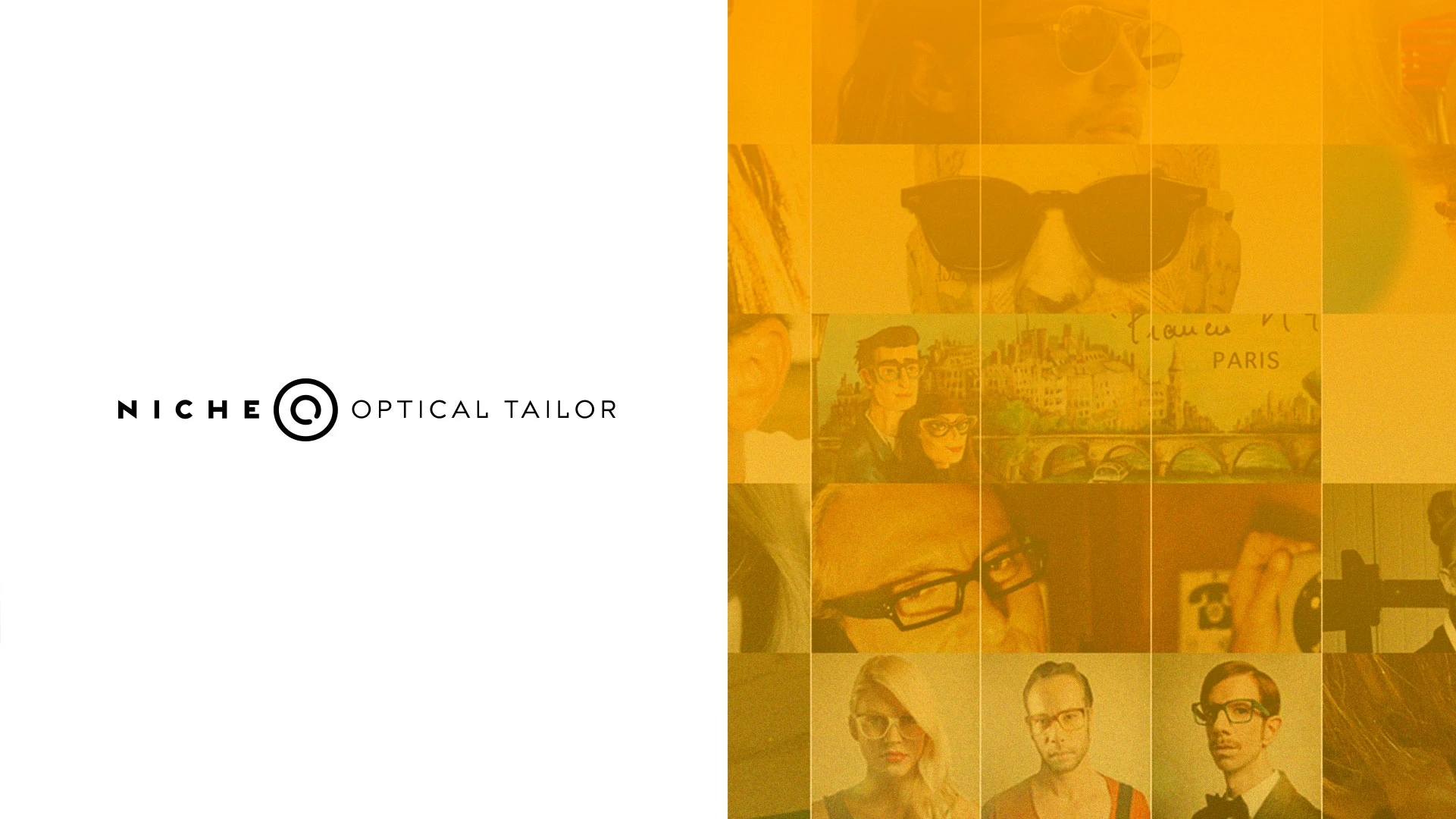 Niche Optical brand identity and image collage